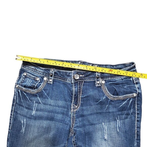 Grace In LA Womens Bootcut Jeans Blue Denim Embellished Pockets Size 11/29 - Picture 6 of 13